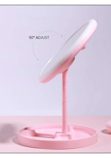 Zmc Bilişim Dokunmatik Led Işıklı Usb Li Yuvarlak Masa Üstü Makyaj Aynası Makyaj Aynası Ledli Çok Renkli