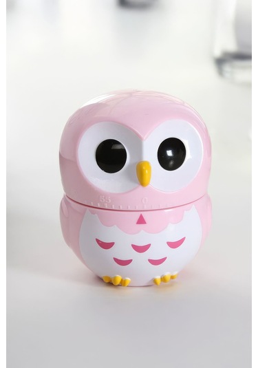 Pembe Baykuş Model Mekanik Mutfak Zamanlayıcı Timer Çocuklar İçin Thr386