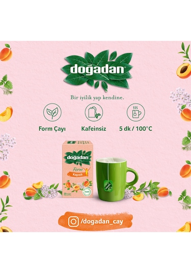 Doğadan Form Kayısılı Süzen Poşet Çay 20'li 50 G