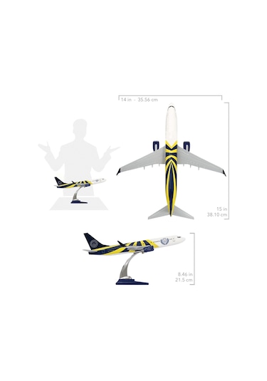 Zekupp Boeing 737-800 1/100 Ölçek Fenerbahçe Lisanslı Sarı Lacivert Tasarım Maket Uçak
