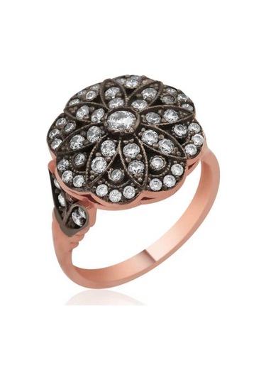 Gümüş Elmas Montür Çiçek Bayan Yüzük (510781170)