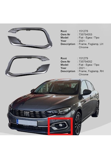 Egea 2021-2024 Sol Mat Krom Sis Çerçevesi 735754053