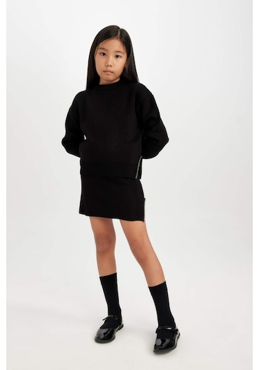 DeFacto Kız Çocuk Siyah Taşlı Etek D1389A824WNBK27 Siyah