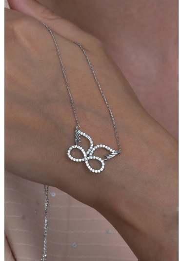 Kanatlı Sonsuzluk Gümüş Kolye Bileklik Seti Hediyelik Ykl33S