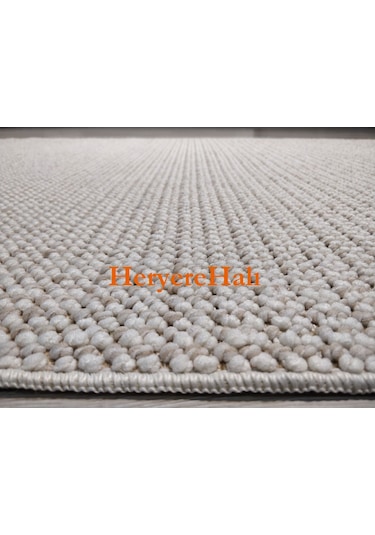 Motto Plain Beige Yumuşak Tuşeli Örgü Dokuma Modern Makine Halısı