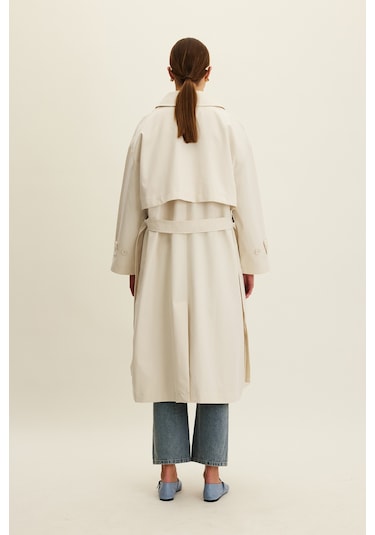 Manuka Kemerli Oversize Gabardin Trençkot Çok Renkli