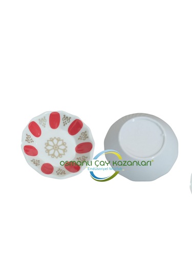 Osmanlı Gültaş Melamin Tabak Altlığı ,kahveci Çay Tabağı 1, Kali Beyaz - Kırmızı