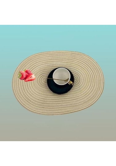 Yeşil Dokuma Pamuk İplik Servis Altlıkları Elips Tasarım Minimalist Isıya Dayanıklı Aşınmaya Dayanıklı Masa Koruyucular Yemek Paspasları Yeşil