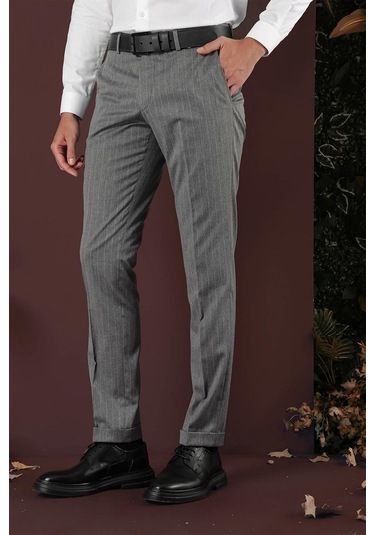 P 1134 Slim Fit Gri Spor Pantolon Gri