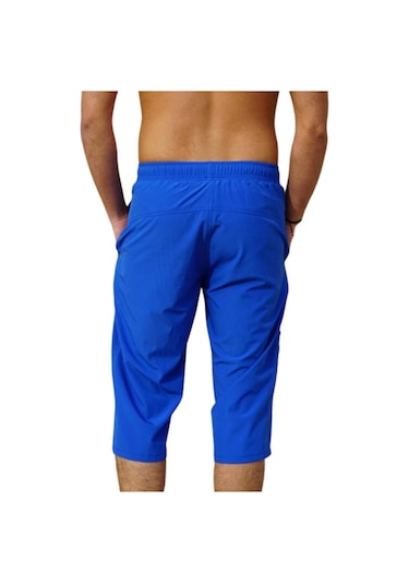 Saks Diz Altı Uzun Model Su İtici Özellikli Likralı Esnek Kumaş Erkek Plaj Deniz Kapri Şort - 941-saks 001