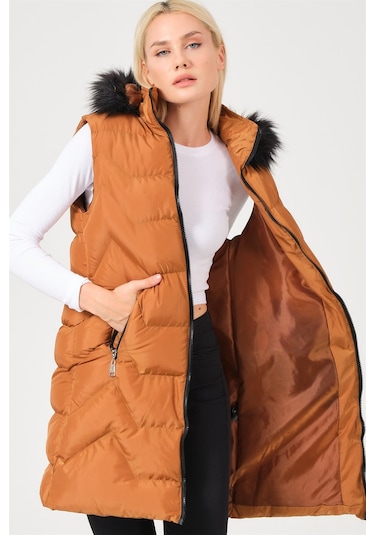 Dewberry Bayan Yelek Z6761 Taba
