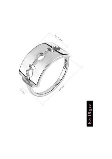 Ballagra Kadın Yüzük Gümüş 925 Ayar Bıçak Geniş Parmak İçin 97125489 Gri