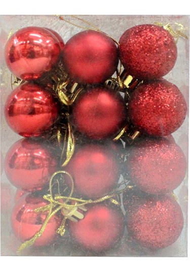Monyee 3cm 24 Adet Kırmızı Noel Topları - Polistiren Plastik, Mağaza Tavanı, Vitrin Ve Noel Ağacı Süs Eşyası