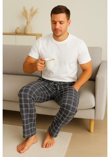 Erkek Desenli Cepli % 100 Pamuk Tek Alt Füme Füme