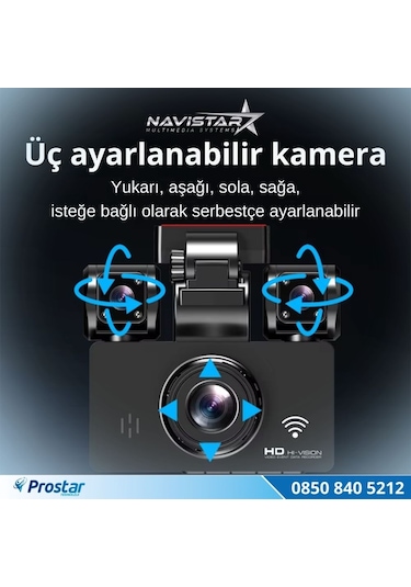 4 Kameralı 3k Ultra Hd Wıfı Gps Park Modu Özellikli 360 Kamera Seti