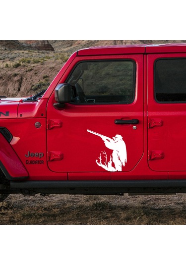 Avcı Sticker - Av Sticker - Hunter Sticker - 40cmx40cm - Beyaz