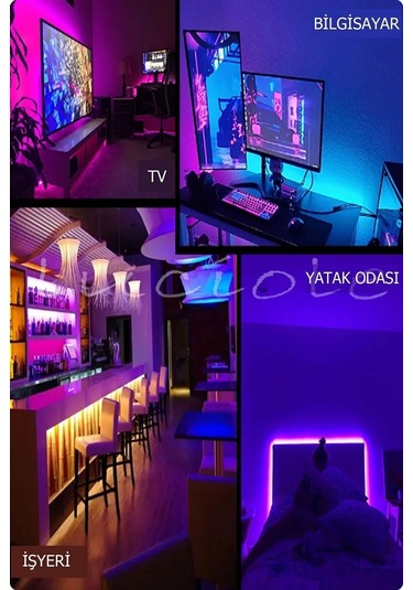 1 Metre Rgb Şerit Led Kumandalı Tak Çalıştır Set