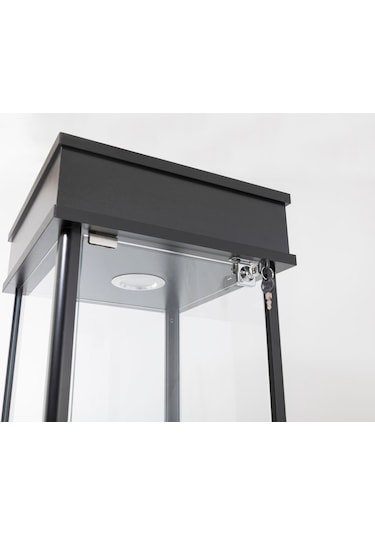 40x40x175, Spot Aydınlatmalı Camlı Dolap, Cam Vitrin (527858110) Siyah