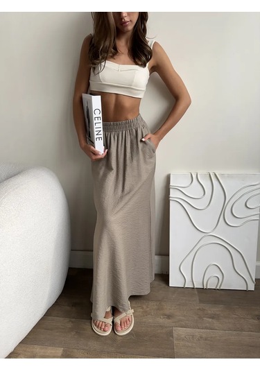 Shatılova M.v. Lastikli Uzun Yazlık Etek 404420548 Bej