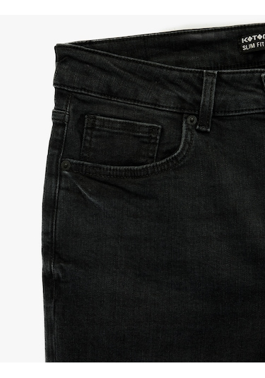 Koton Normal Bel Pamuklu Slim Fit Jean Pantolon - Brad Jean Siyah 6sam40002nd