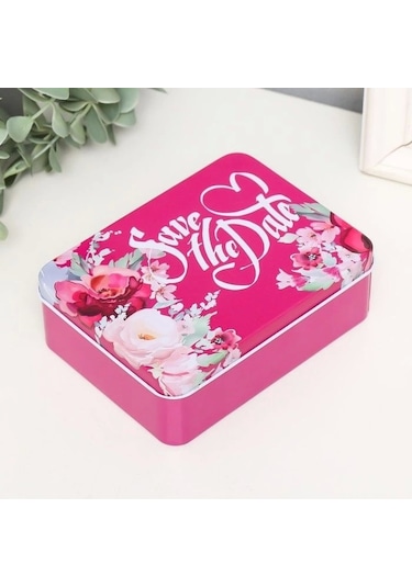 Dikdörtgen Kutu Hediye Kutusu Sevgililer Günü Hediye Kutusu Save The Date Pembe