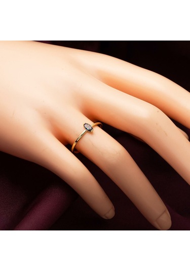 Obsidyen Taşlı Sade 14 Ayar Altın Yüzük YZSKY14K29013