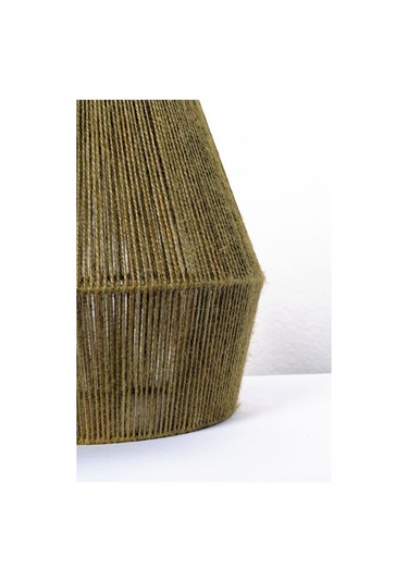 Buldan Bezi Başlıklı El Yapımı Yeşil Jüt Abajur Yeşil