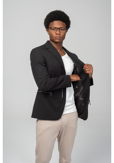 Cekmon Erkek Çift Yönlü Açılır Fermuarlı Rahat Ceket Beyaz