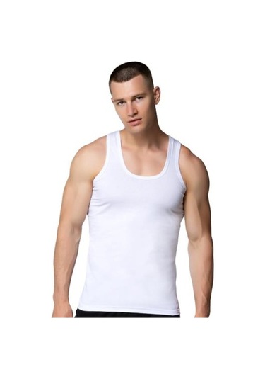 12 Li Paket Cihan Yıldız Erkek Penye Atlet Beyaz Beyaz