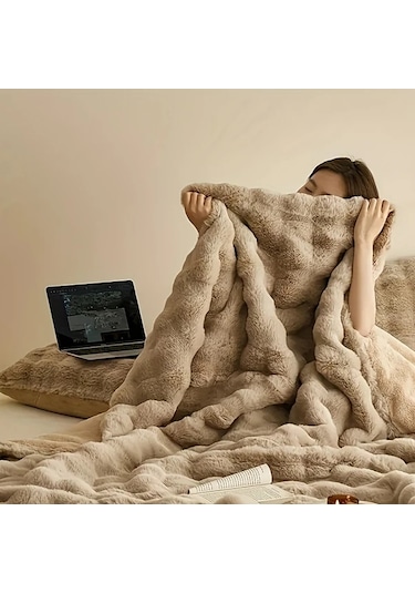 Elmpaly Mavi 130x160 Cm Iki Katmanli Luks Battaniye Makinede Yikanabilir Yatak Koltuk Ortusu  Mavi