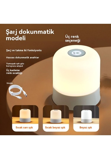 Şarj Atmosfer Gece Lambası Üç Renkli Aydınlatma 3 Renk Şarj Edilebilir