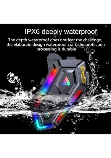 Always Y20 Bt5.3 Motosiklet Kask Kulaklık Intercom Işıklı Motorsiklet Interkom