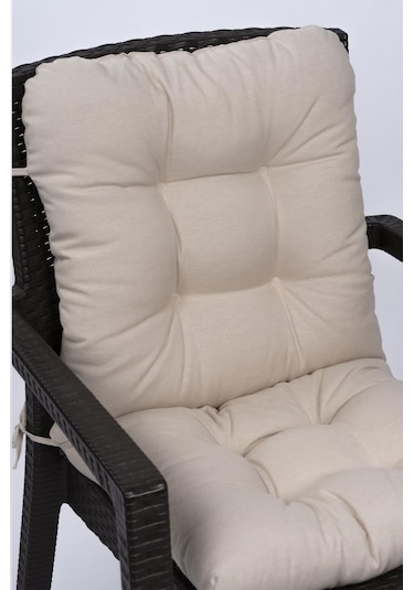 Altınpamuk Neva Pofidik Özel Dikişli Bağcıklı Arkalıklı Sandalye Minderi 44x94 CM Bej