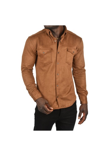 Deepsea Erkek Kahve Çift Cep Süet Gömlek 2302329 Kahve