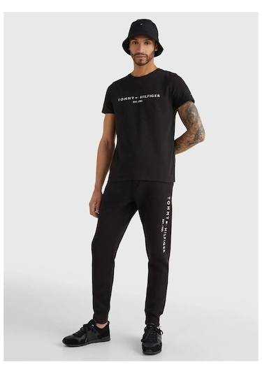 Tommy Hilfiger Sıfır Yaka Erkek T-shirt Siyah