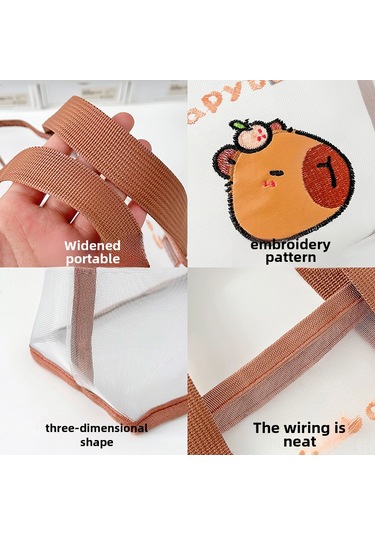 Springsun Cute Kapibara Desenli Ağ Çanta - Seyahat, Plaj Ve Dış Etkinlikler İçin Pratik Depolama Çantası