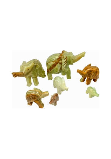 Oniks Doğal Taş Oniks 7li Fil Takımı -hediyelik Dekoratif Ürün Da
