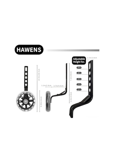 Samdoo 12-20 İnç Bisiklet Denge Tekerlekleri, Işıklı Yeşil Tekerlekler, Çelik Konstrüksiyon, Tam Aksesuar Seti Araçlar, Zil Dahil Yeşil