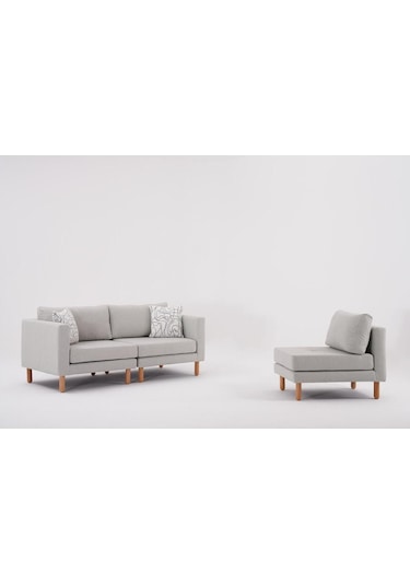 Armin Akıllı Köşe Koltuk Takımı 3 Modül & Modüler Köşe Takımı & Salon Takımı & Keten Koltuk Takımı