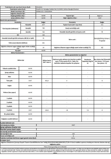 Grundig GPKND 552 I 551 L Duo No-frost Alttan Donduruculu Buzdolabı