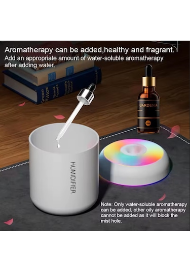 Rgb Beyaz 180 Ml Usb Ultrasonik Ofis Oda Ve Araba Hava Nemlendirici Buhar Makinesi Aroma Difizörü