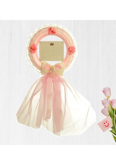 Süslebabypartystore Isimlikli Tüllü Halka Kapı Süsü, Pembe