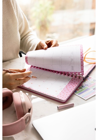 A5 Spiralli Süresiz Renkli Planlayıcı Ajanda Motivasyon Sayfalı Galaksi Galaksi