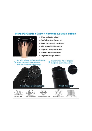 70x30cm Büyük Boy Kaymaz Dikişli Gaming Oyuncu Mousepad Dogs Xl