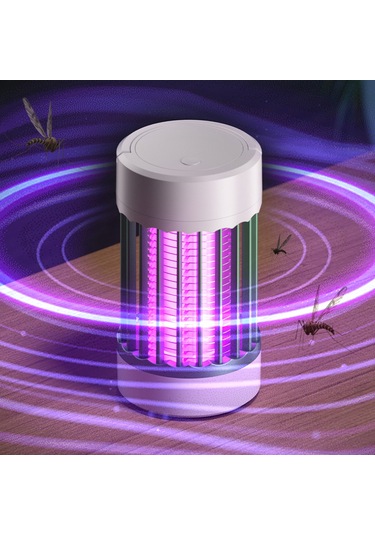 Fosenze Usb Şarjlı Led Pavuk Elektrikli Moskito Öldürücü Lambası - İç/ Dış Kullanım, 2 Mod, 365nm Uv Işık, 35db Sessiz, Gri