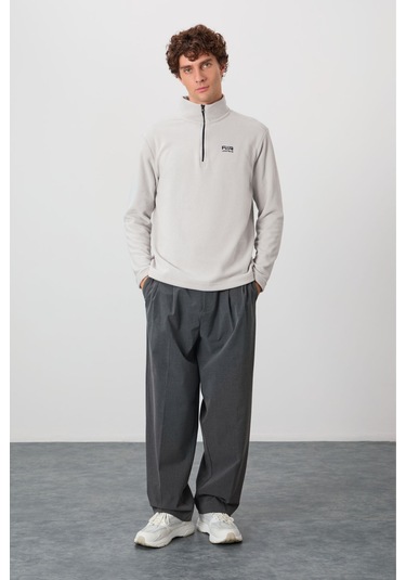 Tommy Life River Taş Dik Yaka Erkek Polar Sweatshirt - 88310 Taş