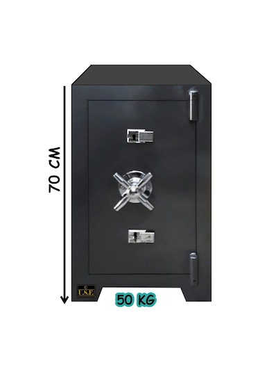 U.S.F Ev ve Ofis Tipi Çelik Çift Anahtarlı Para Kasası 70 CM 50 KG Gri