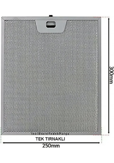 110.0157.042 Ankastre Aspiratör Davlumbaz Için Alüminyum Yağ Filtresi 250 300