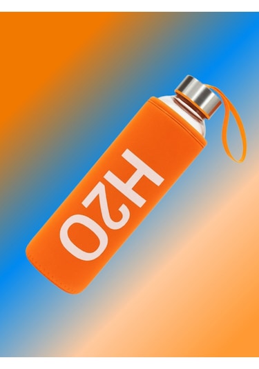 H2o Kılıflı Cam Matara 500 Ml Turuncu