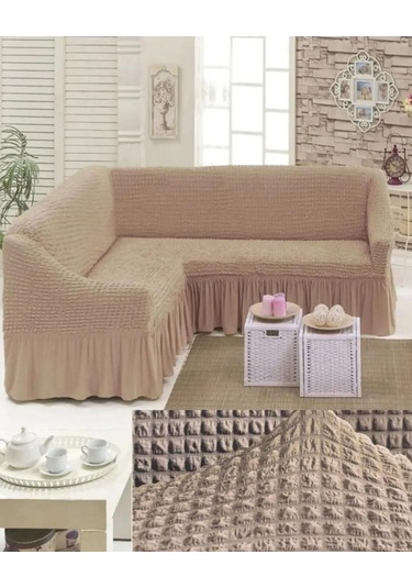 StarMall Bürümcük Köşe Koltuk Örtüsü, Kanepe, Koltuk Kılıfı, Eteli Taş